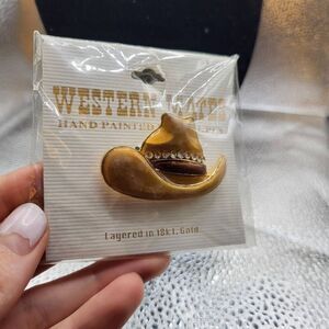 Western Mates Handpainted Enamel Pin Layered in 18K gold